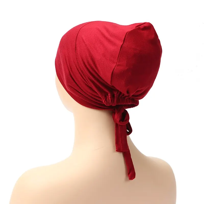 1PC Bonnet intérieur ajustable, nouveau bonnet élastique uni doux en modal, sous-hijab musulman, accessoires de mode pour femmes