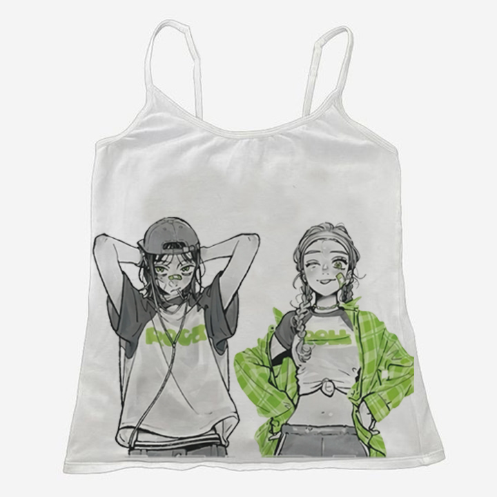 Haut court vintage Anime pour femmes, débardeurs à bretelles, camisoles, corset Emo, CoAdvantages des années 2000, Y2K, vêtements féminins, années 90