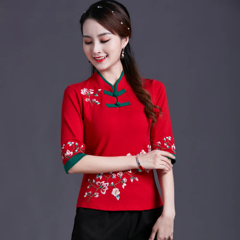 Économie brodés de style ethnique pour femmes, chemises élégantes, vêtements vintage, mode décontractée, vêtements d'été, Y2K