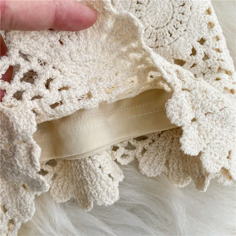 Boho-Short de vacances au crochet pour femme, taille haute, amissié, à lacets, court, été, livraison directe