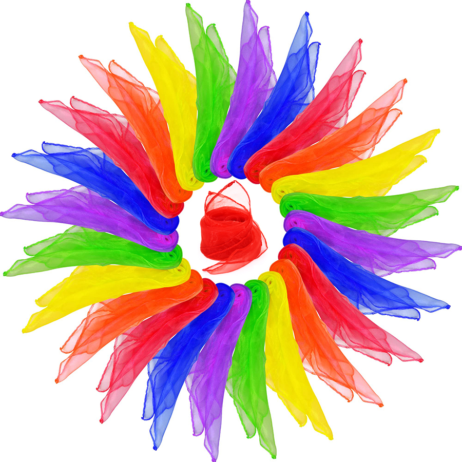 6/12 pièces 60x60cm coloré danse Performance écharpe arc-en-ciel tours de magie Performance foulard en soie main cou écharpe décorative