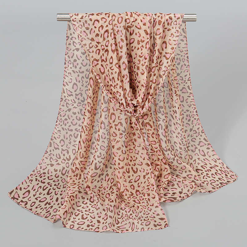 Écharpe en mousseline de soie à imprimé léopard pour femme, châle, crème solaire, injplanchers f, turban long, rond, plage, voyage, accessoires de plein air, bande de chimsauna