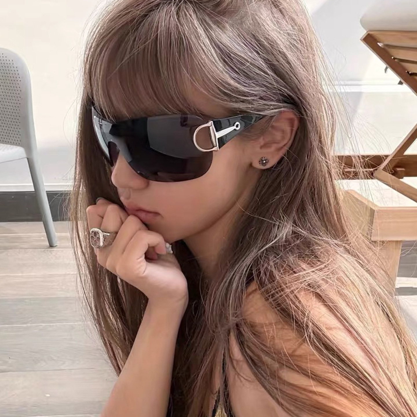 Lunettes de soleil élégantes monobloc pour femmes, lunettes de soleil oversize pour hommes, lunettes de mode pour dames, protection UV400, lunettes de fête tendance