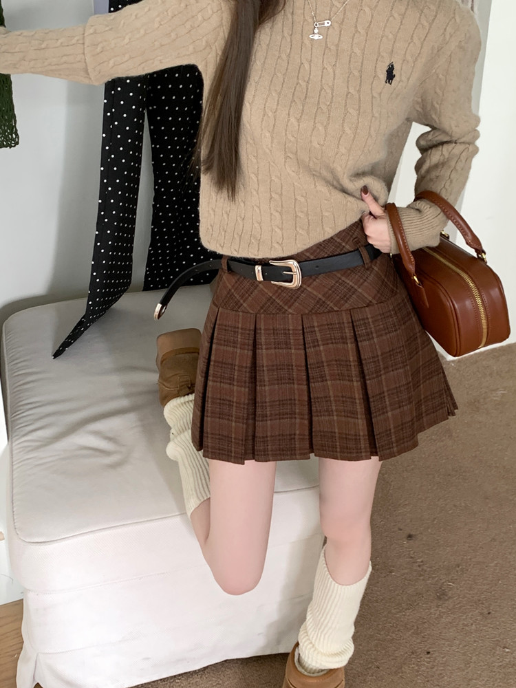 Style coréen hiver laine Kawaii Mini jupes femmes mode Y2K Streetwear Tartan plissé jupe à carreaux taille haute a-ligne jupe