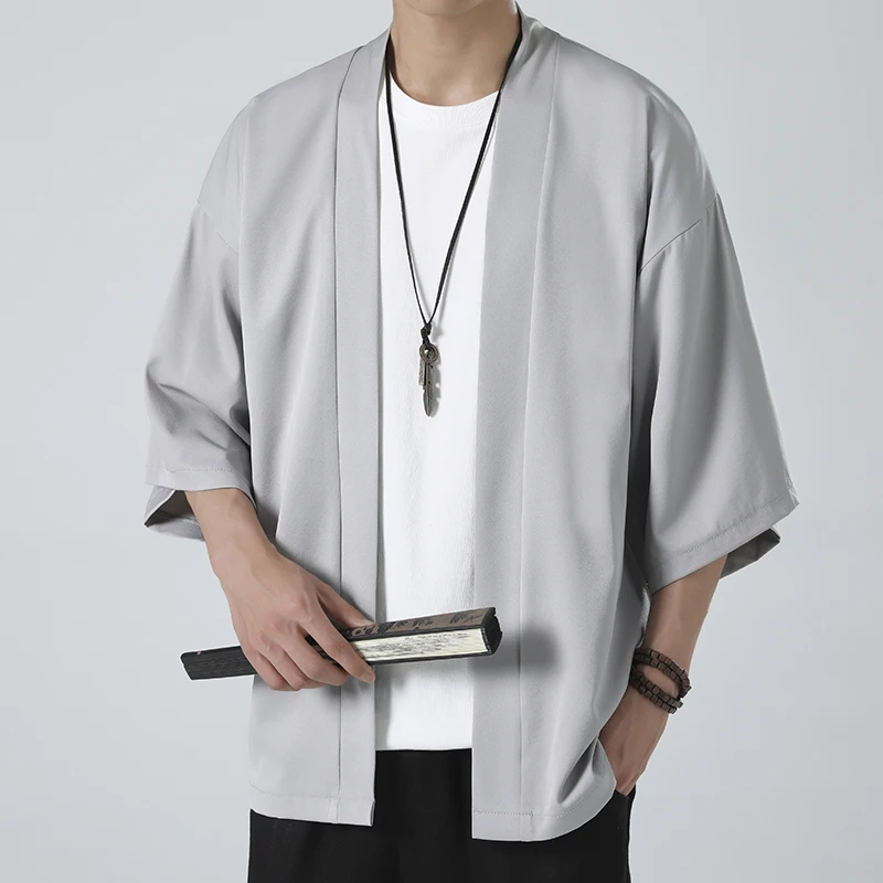 Costume japonais chemise hommes été Kimono Style Harajuku hauts manteau japon Haori à manches courtes traditionnel chemise ample décontractée Yukata