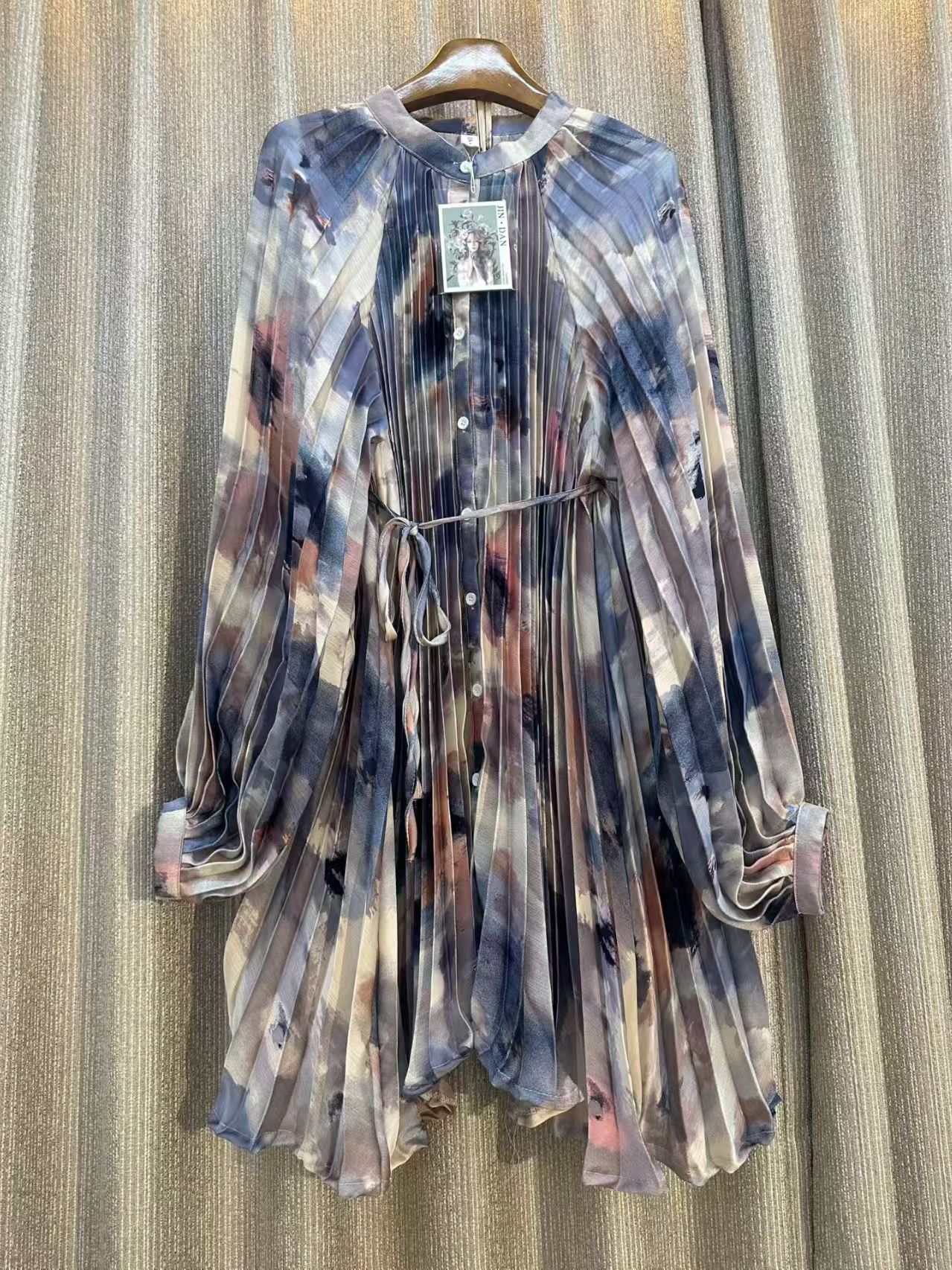 Chemisier Chic et Polyvalent pour Femme, Nouvelle Collection Été 2026, Imprimé, Manches Longues, Élégant, Longueur Mi-longue, Idéal pour le Bureau et les Occasions Décontractées