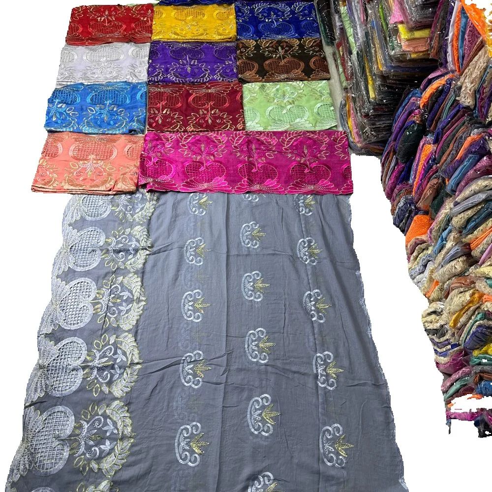 Nouveau Foulard Islamique Africain 2026 pour Femme, Turban Pashmina Tendance, Châle Brodé 100% Coton, Hijab de Prière et de Fête Musulman pour Femme