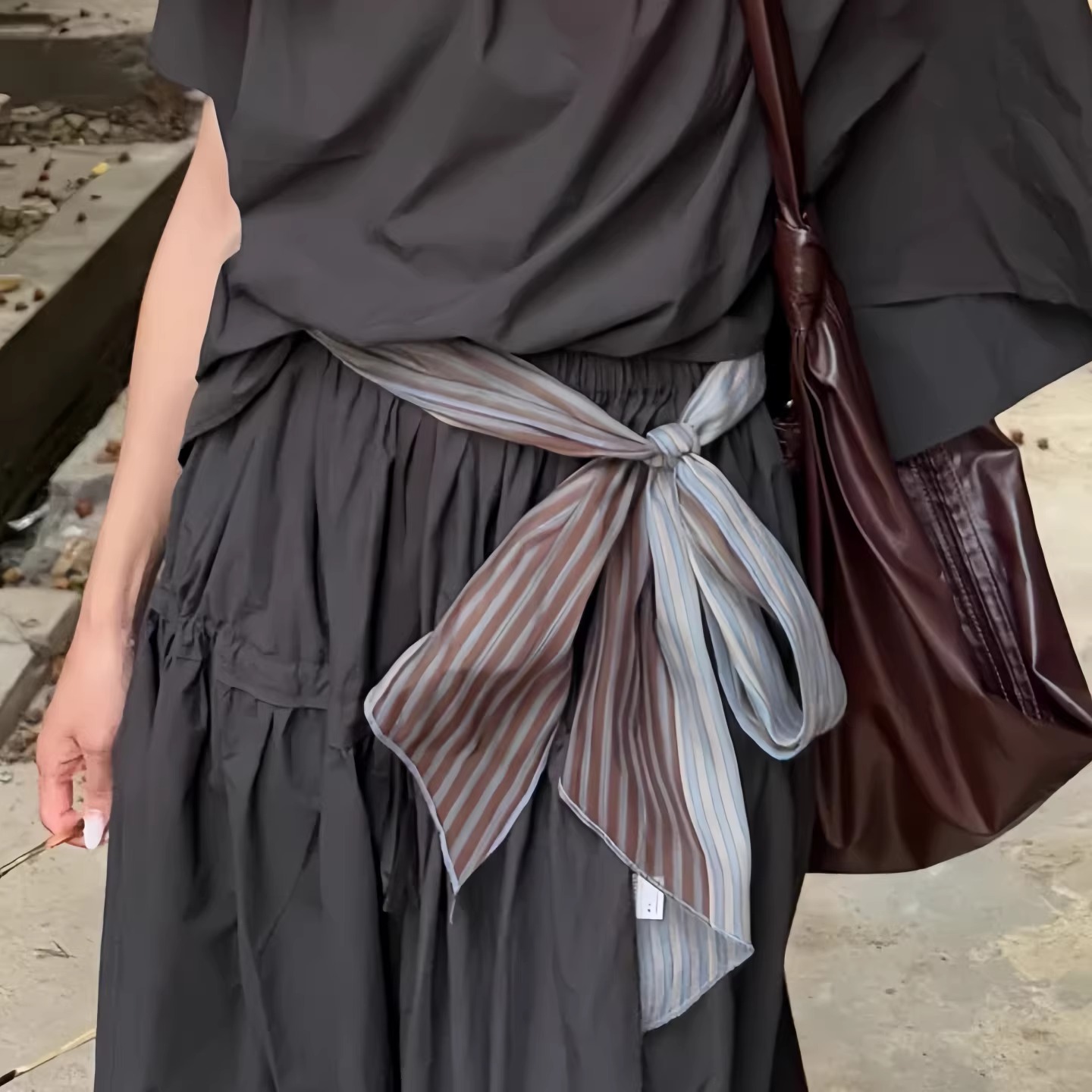 Écharpe longue pour femme, ruban rétro bicolore, bandeaux, cravate, foulard en soie, ceinture décorative, accessoires pour foulard de tête