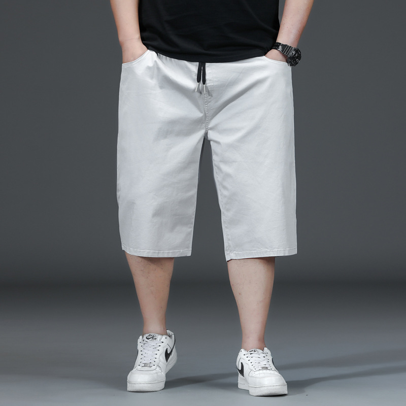 Short d'été grande taille pour hommes, ample, surdimensionné, pantalon moyen, fin, extensible, en coton, décontracté, longueur aux genoux, 42 44 46