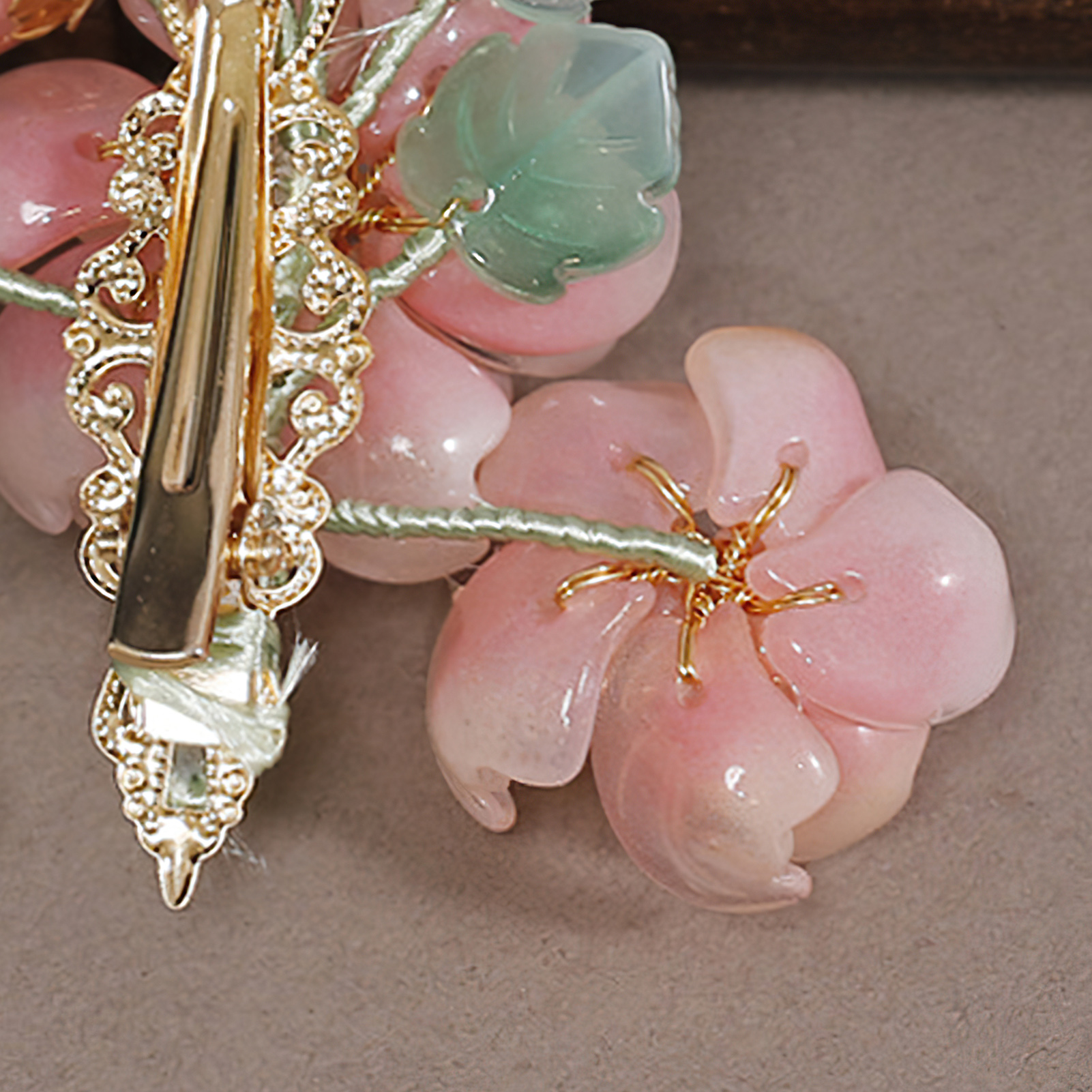 Pinces à cheveux pour femmes, avec décor de fleur rose, Barrettes en alliage, accessoire pour cheveux, décoration de Style ancien