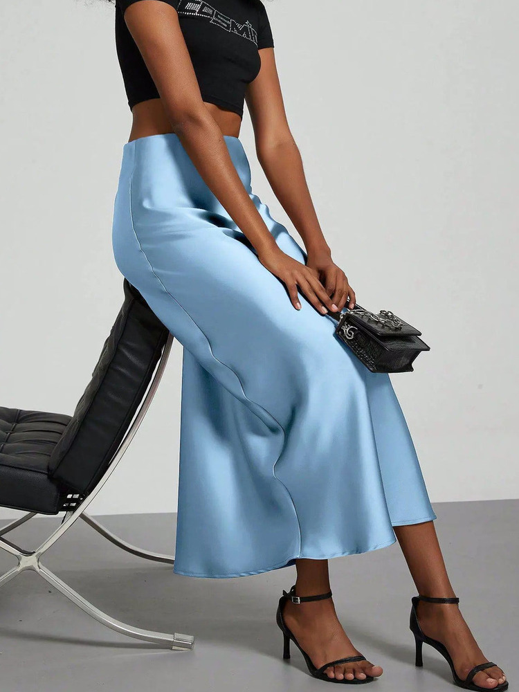 Jupes longues élégantes en satin pour femmes, 38 couleurs, nouvelle collection été 2026, couleur unie, taille haute, mode Faldas
