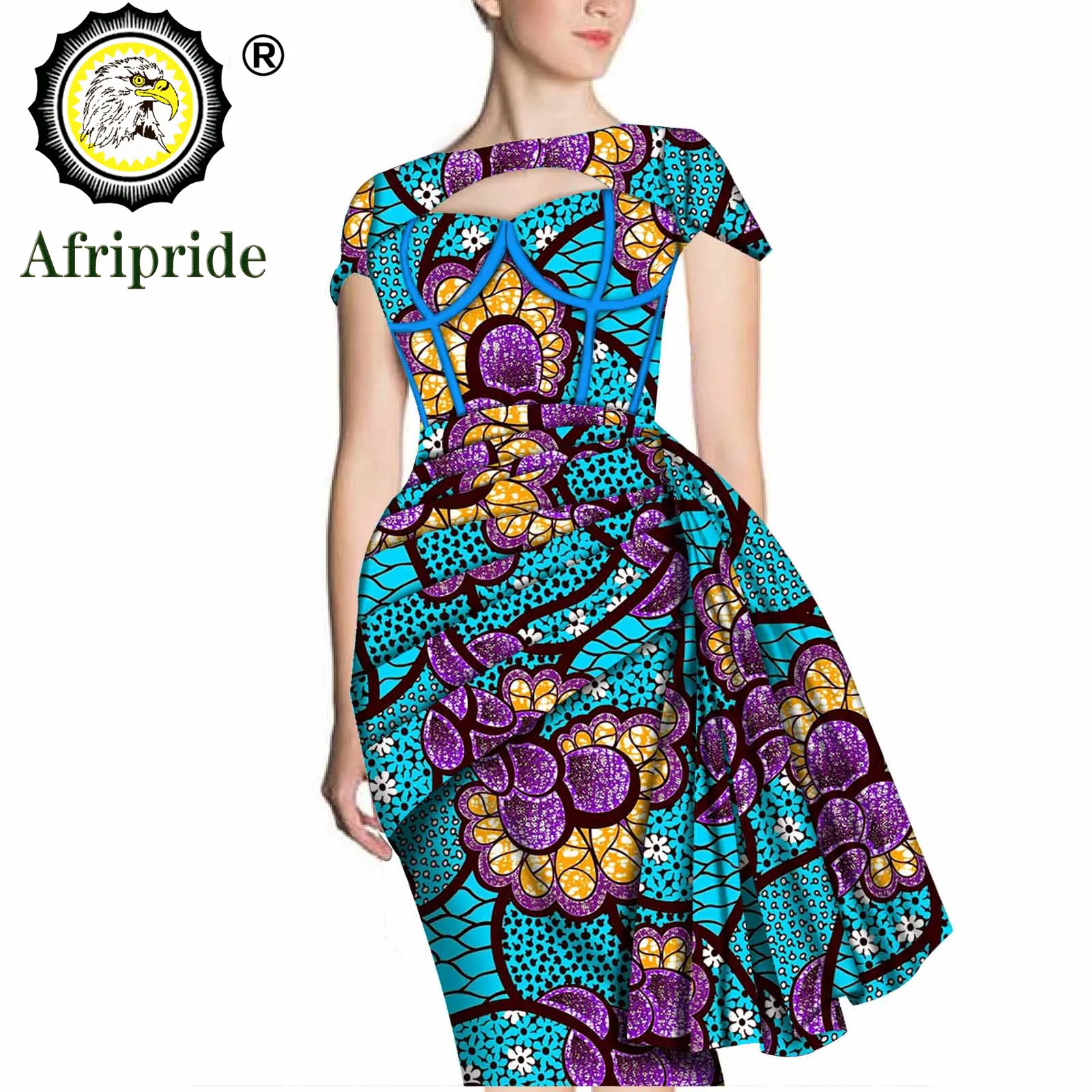 Robes à manches courtes imprimées africaines pour femmes, tenues rondes Dashiki, tenue Ankara, soirée de mariage midi, S2025025