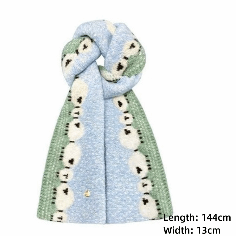 Écharpe tricotée à motif mignon de mouton, coupe-vent, douce et chaude, châle anti-froid, protège-cou pour l'hiver.