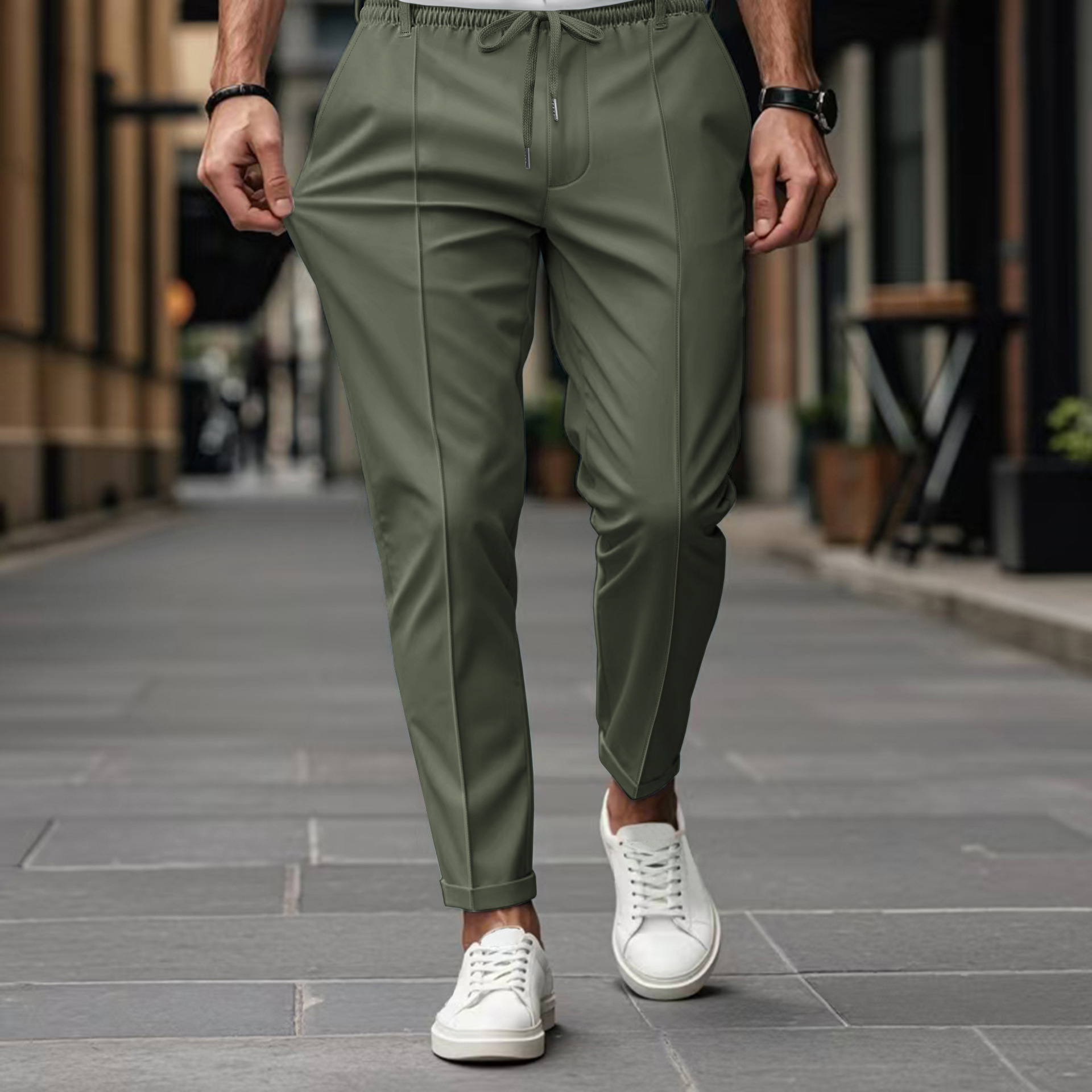 Pantalon de Costume Homme Formel Pantalon Stretch Slim Couleur Unie Décontracté Habillé Longueur Entière Nouvelle Collection Vêtements Homme