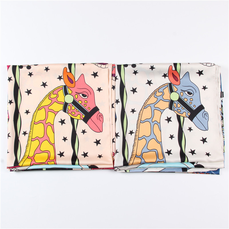 Foulard imprimé carrousel pour femmes, 130cm, sergé de luxe, 100% soie, mode, châle, plage de sable, serviette de plage, 2021