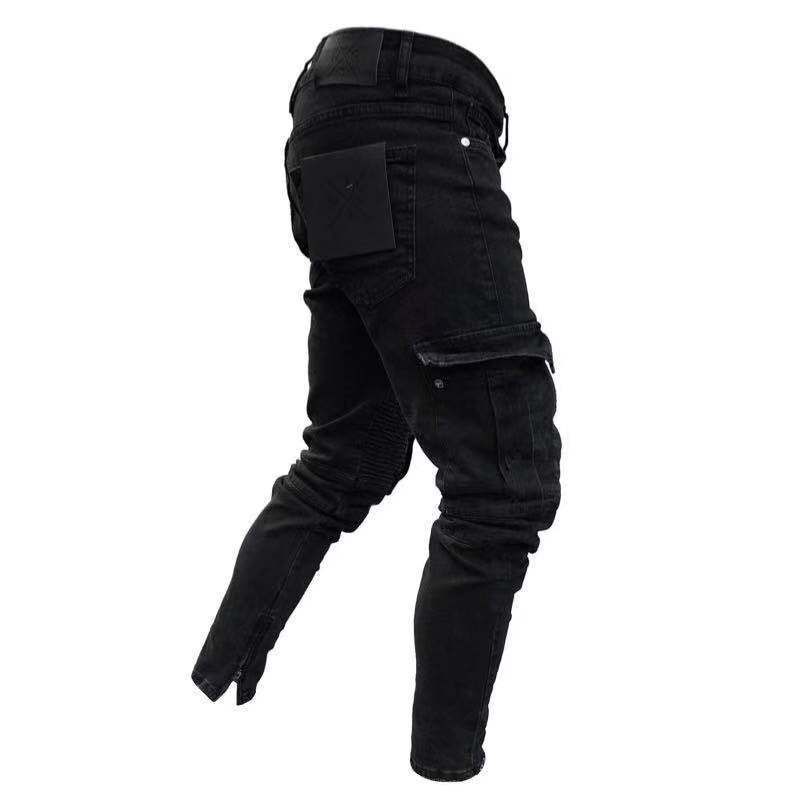 Mode Jean hommes marque vêtements pour hommes vêtements maigre mince Jean noir crayon pantalon homme Streetwear Fit Cargo Jean pour hommes