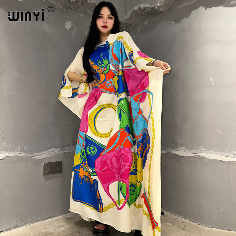 WINYI-Robe de soirée pour femmes, tenue de plage élégante, imprimé musulman, afrique, nouvelle collection été
