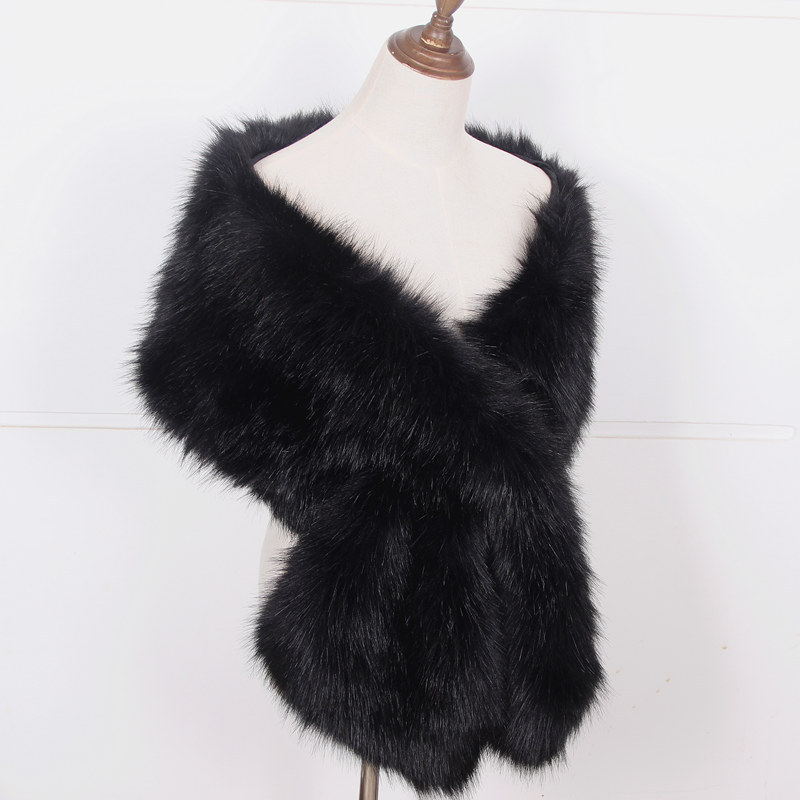 Hiver fausse fourrure châle grande écharpe moelleuse cou plus chaud femmes col en fourrure mariage mariée formelle soirée fête haussement d'épaules accessoires