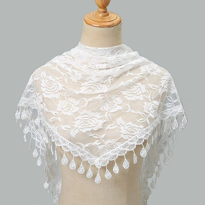 Écharpe triangulaire en dentelle florale, styles printemps-été, respirante, ajourée, couleur unie, motif floral, nouveauté 2026