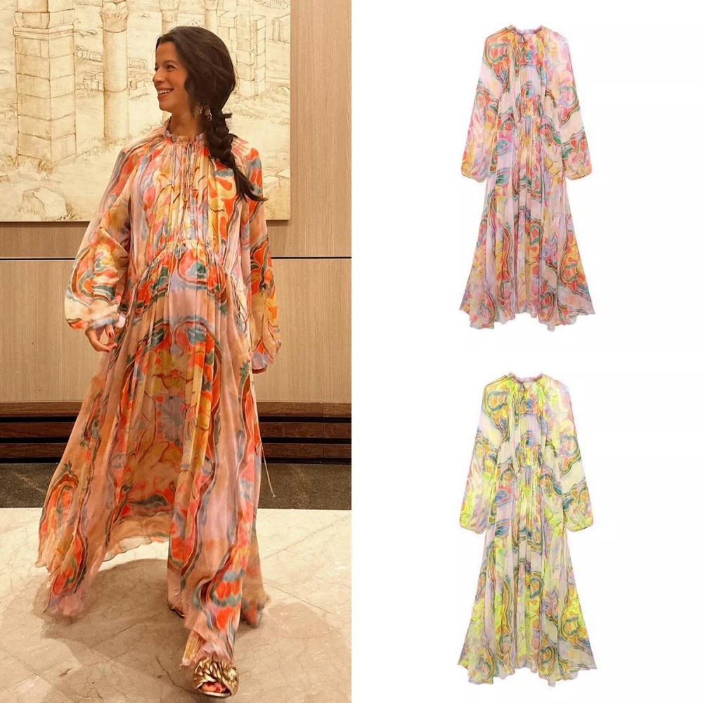 Robe de plage décontractée à volants en cascade pour femmes, Chic, Patchwork, à lacets, manches mi-évasées, col rond, été, 2025