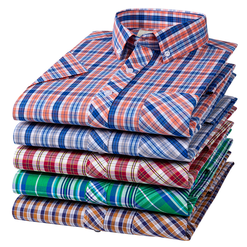 Chemise à carreaux en coton pour hommes, manches courtes, mince, doux, classique, basique, décontracté, vêtements pour hommes, mode estivale, grande taille, 8XL, 7XL, nouveau