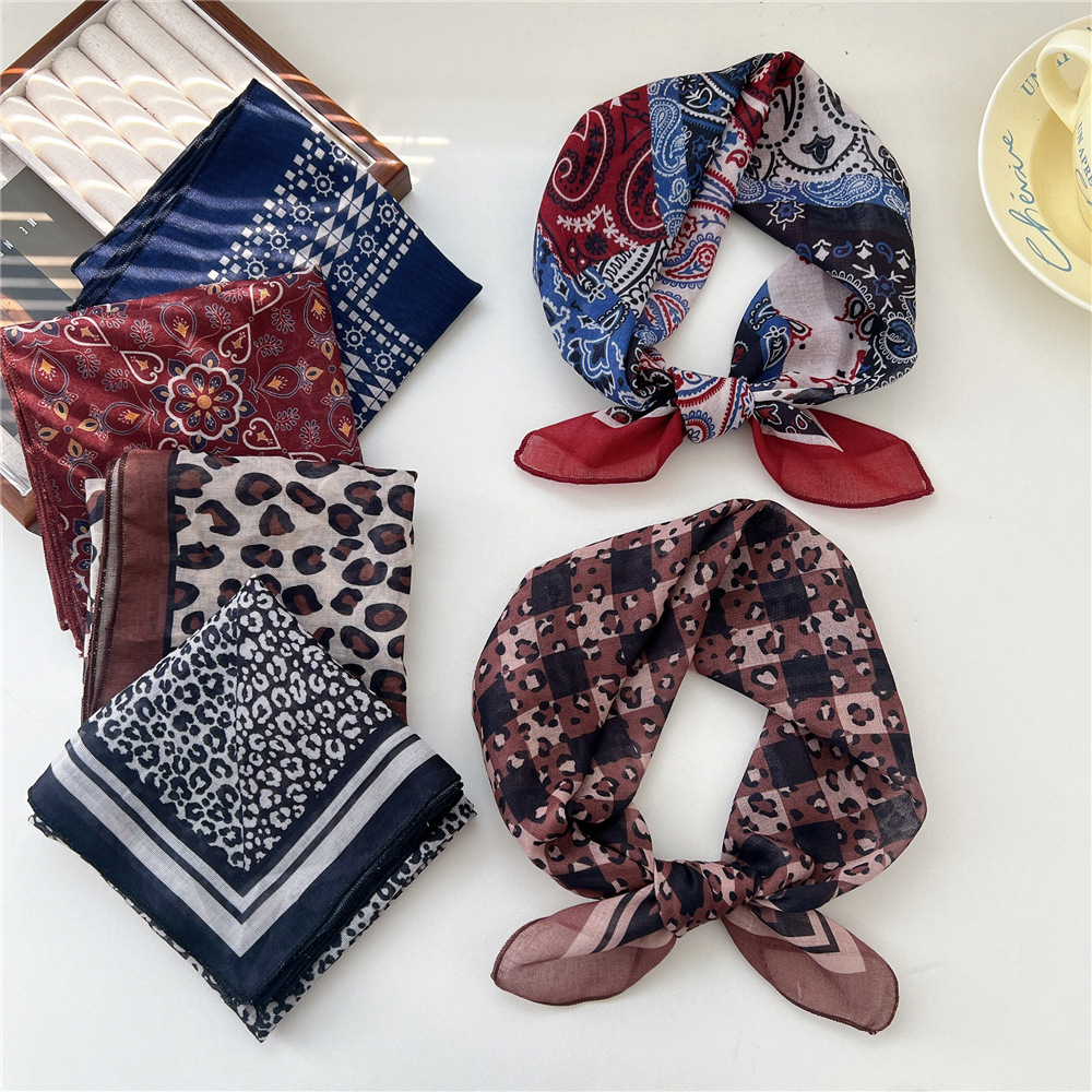 55*55 cm carré coton cheveux écharpe bandeau foulard foulard Turban châle enveloppement Bandanas