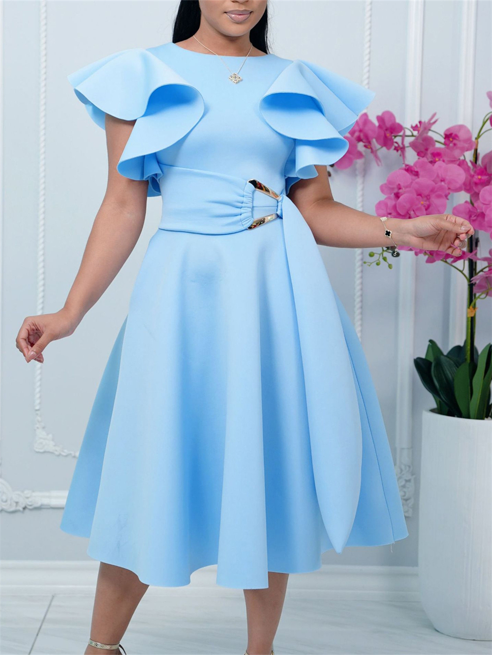Robes d'été 2026 pour femmes, maxi-robe à volants et manches courtes, vêtements africains turcs, robes de soirée pour mariage, anniversaire, bal de promo
