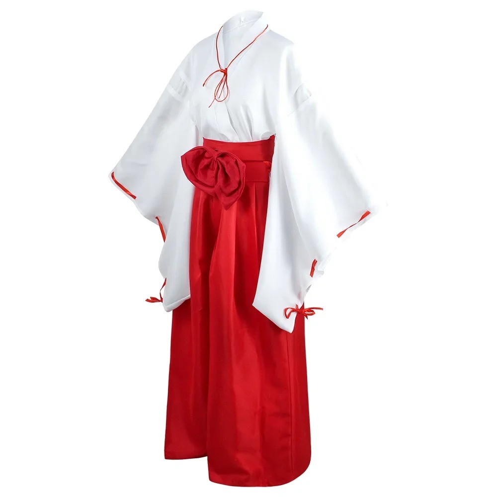 Costume de cosplay d'Inuyasha Kikyo, kimono de la servante du sanctuaire Miko, hakama rouge, tenue de cosplay pour femmes, costume d'Halloween et de carnaval.