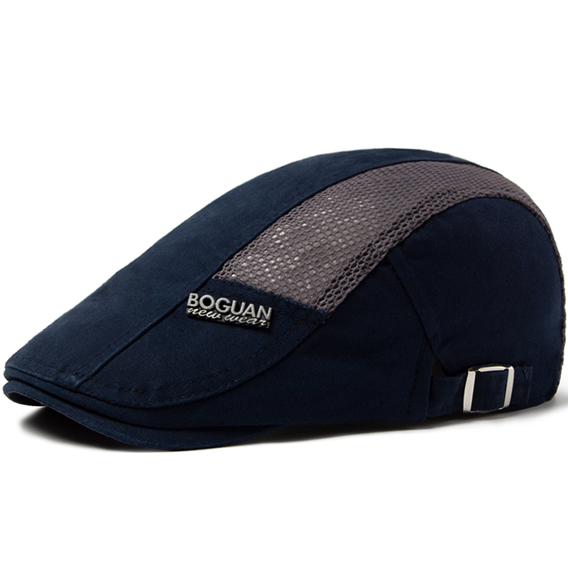 Casquette en maille béret pour hommes mode lettre étiquette bérets été coton respirant pare-soleil femmes décontracté bec de canard chapeau réglable