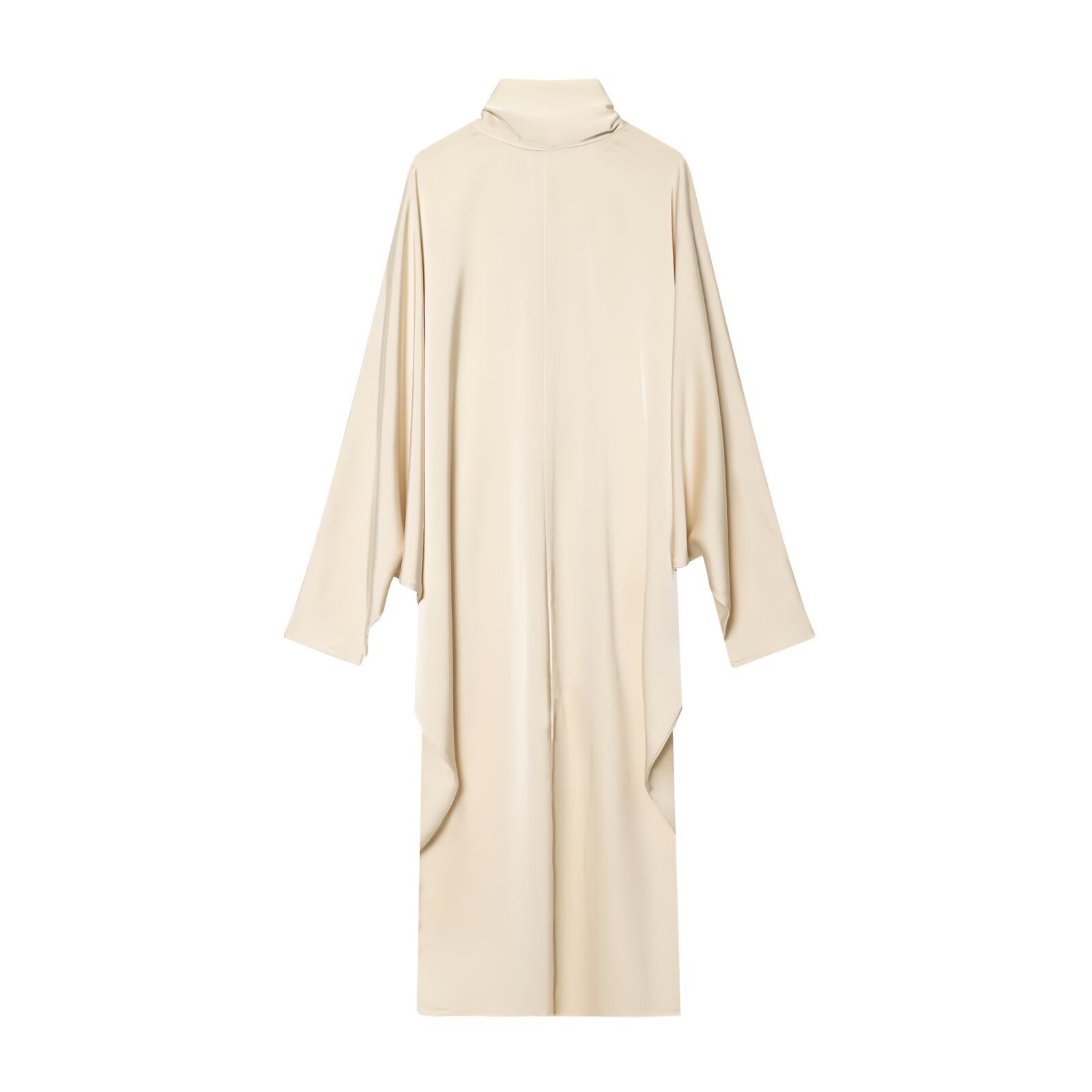 Robe longue ample en satin pour femme, col montant, manches chauve-souris, élégante, style kaftan abaya, pour soirée, tenue modeste en soie