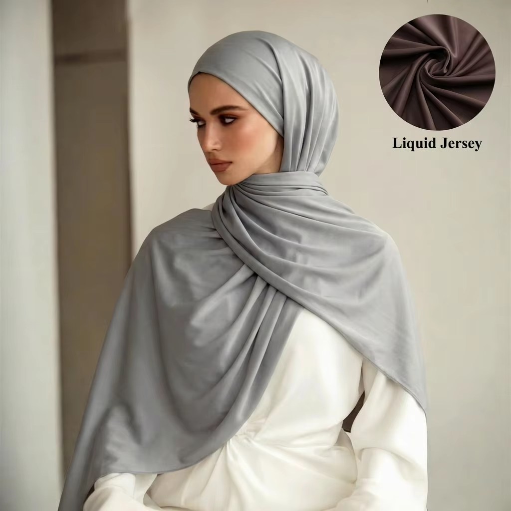 Nouveau Hijab en Jersey Liquide pour Femme, Foulard Scintillant en Soie Imitée, Châle Uni, Bandeau Musulman, Turban 170*60cm