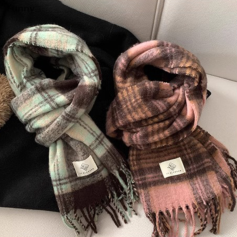 maveraFunny AanAutumn et hiver nouveau Couple écharpe femmes chaud épais châle rétro paresseux Style Plaid cou écharpe
