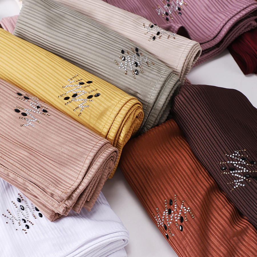 Écharpe de lit en jersey Hijab avec paillettes brillantes, châles musulmans, écharpe de sauna islamique, doux et respirant