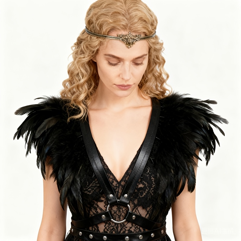 Cape gothique élégante en plumes noires pour femmes, châle en plumes pour Halloween, carnaval, Festival de musique, fête de Bar, Photo décorative Pr