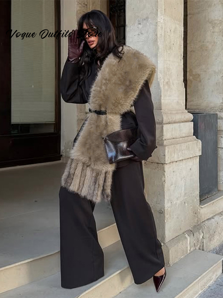 Écharpe longue élégante de luxe en fausse fourrure à pompons pour femme, unie, chaude, polyvalente, chic, en fourrure, collection automne-hiver 2026, foulard de rue pour femme