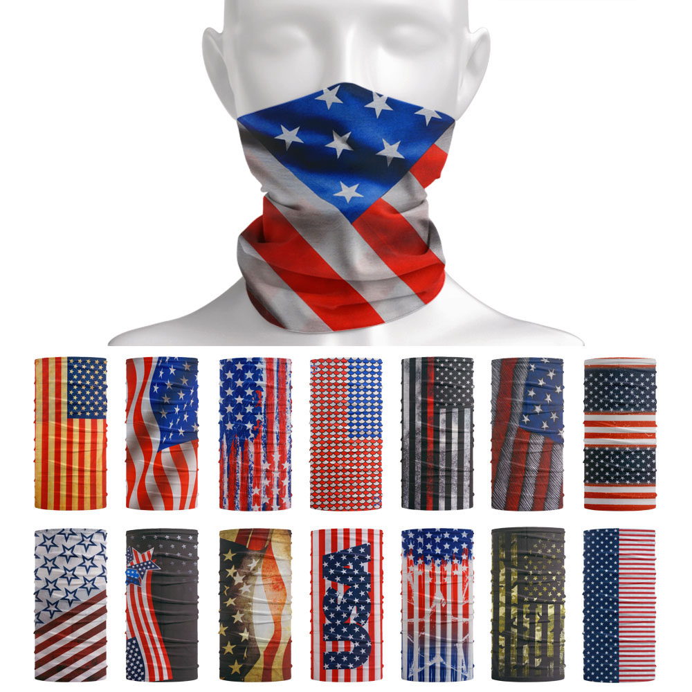 Écharpe de protection solaire à motif drapeau américain, bandeau de randonnée polyvalent, pêche, cyclisme, bouclier facial, équitation américaine, Ski, Bandana