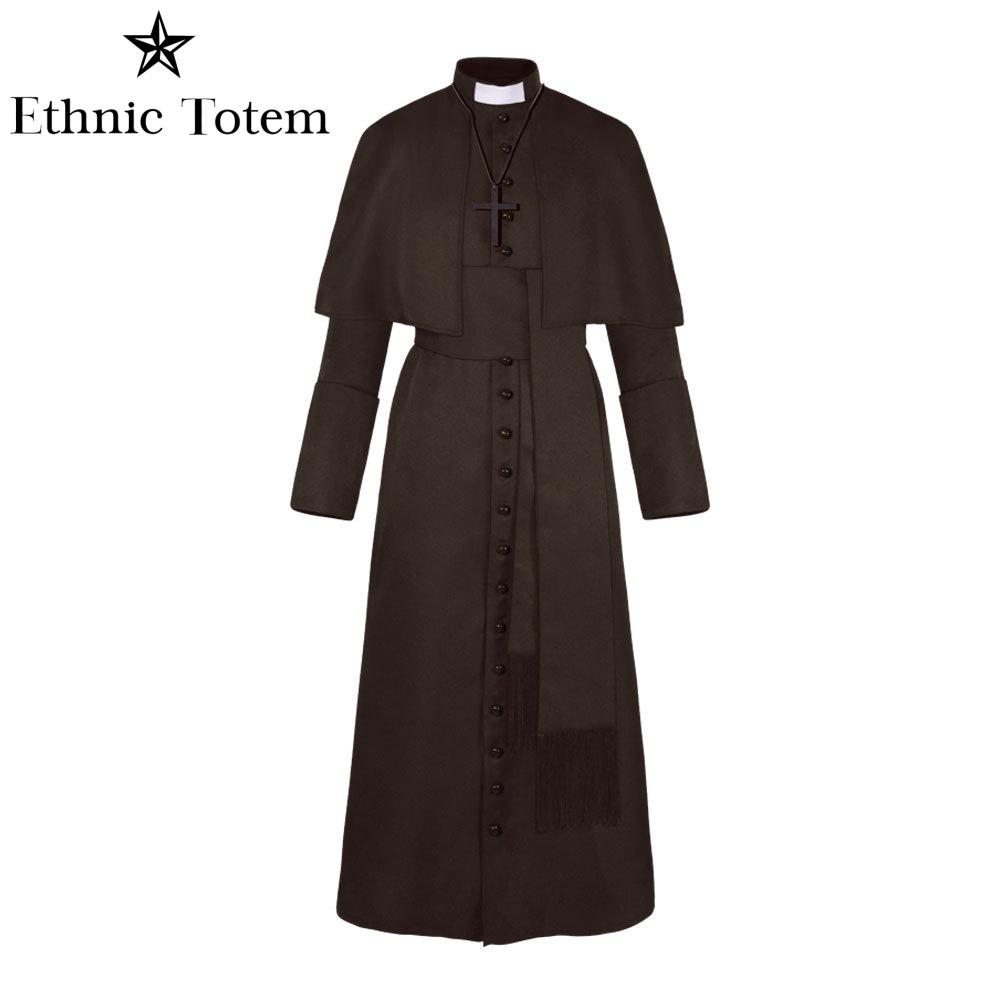 Uniforme de prêtre Vintage médiéval, Robe d'halloween pour hommes, Cape de pasteur de papa, Costume de Cosplay, Robe de moine de la Renaissance, ensembles de clergé