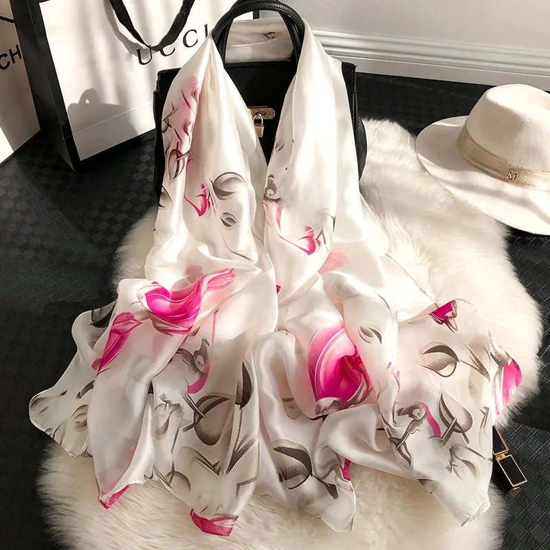 Écharpe longue à imprimé floral pour femmes, châles design de mode, foulard de luxe pour dames, écharpes de soirée, écharpes Hijab, printemps, SFN411