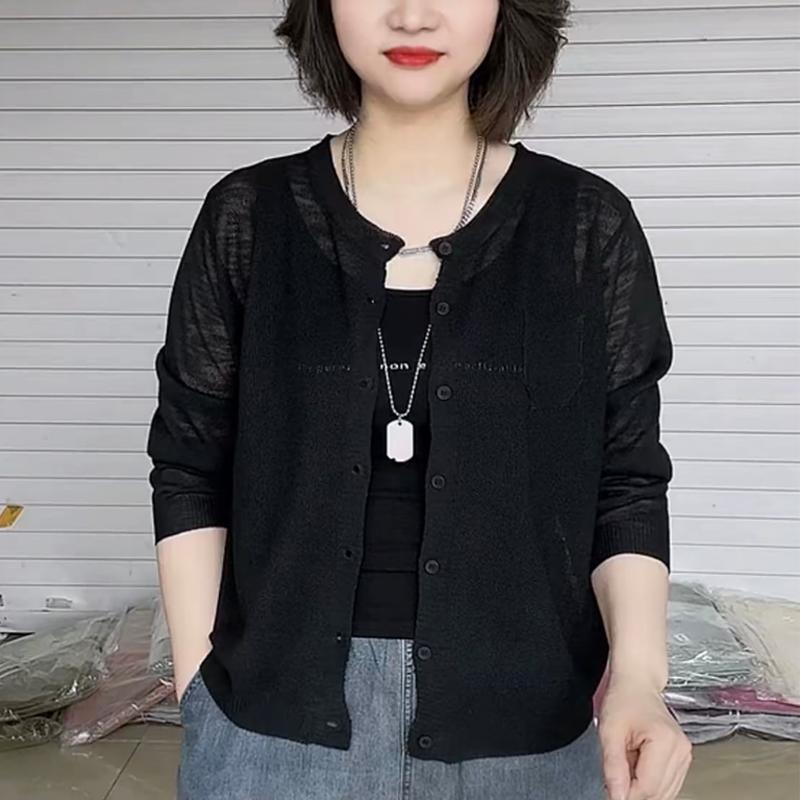 Cardigan tricoté de style coréen pour femmes, châle d'été à manches longues, protection solaire fine, petit manteau, haussement d'épaules, nouvelle collection 2025