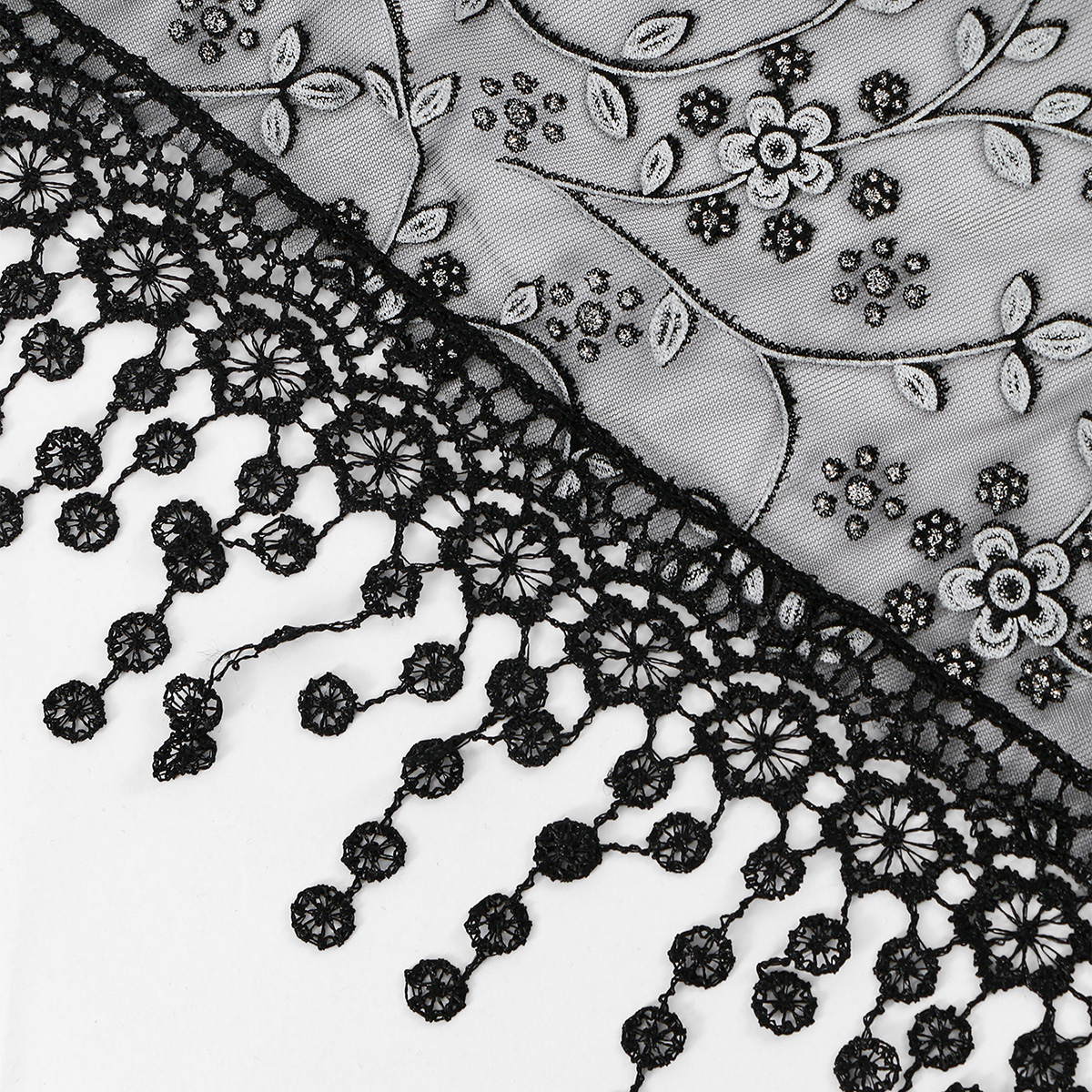 Foulard triangulaire en dentelle pour femme avec bandeau intégré, broderie ajourée, fin, vintage, pour cheveux