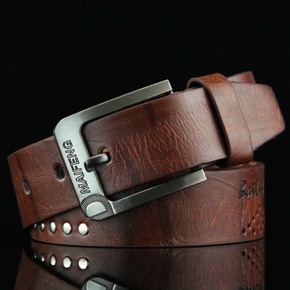 Ceinture en cuir décontractée pour homme, style mode, avec boucle ardillon, pour pantalon