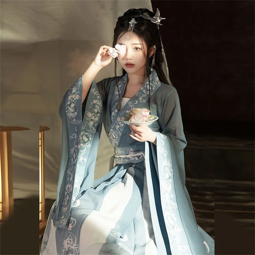 Robe Hanfu chinoise pour femmes, Costume de carnaval Cosplay, tenue de fête, Vintage traditionnel ancien, robe d'été verte et rougeHanfu