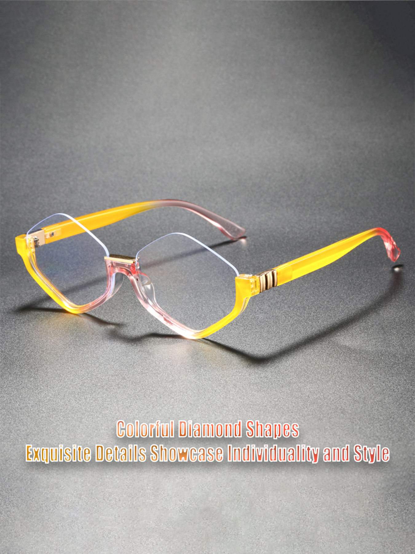 Lunettes unies unisexes de luxe légères et tendance – Cadre semi-monté irrégulier élégant avec un design dégradé célèbre sur Internet