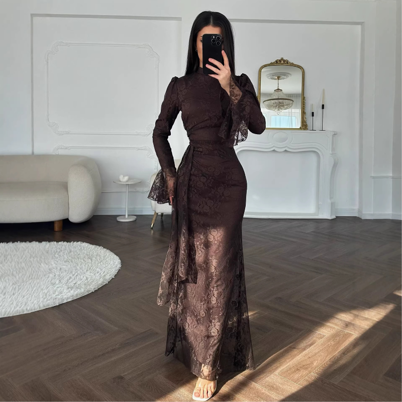 Robe longue sexy en maille moulante, col en V, bretelles larges, fleurs et sequins, dos nu, à nouer, jupe longue, collection été 2026, pour mariage, anniversaire, ou soirée, Vestido pour femme