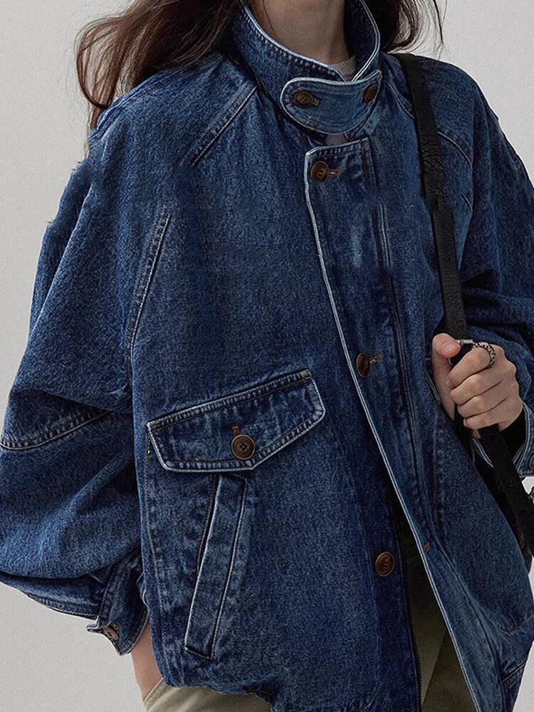 Veste en jean pour femmes, nouvelle veste en jean bleu rétro américain pour femmes, Design Unique, Style de vêtements de travail, automne 2025