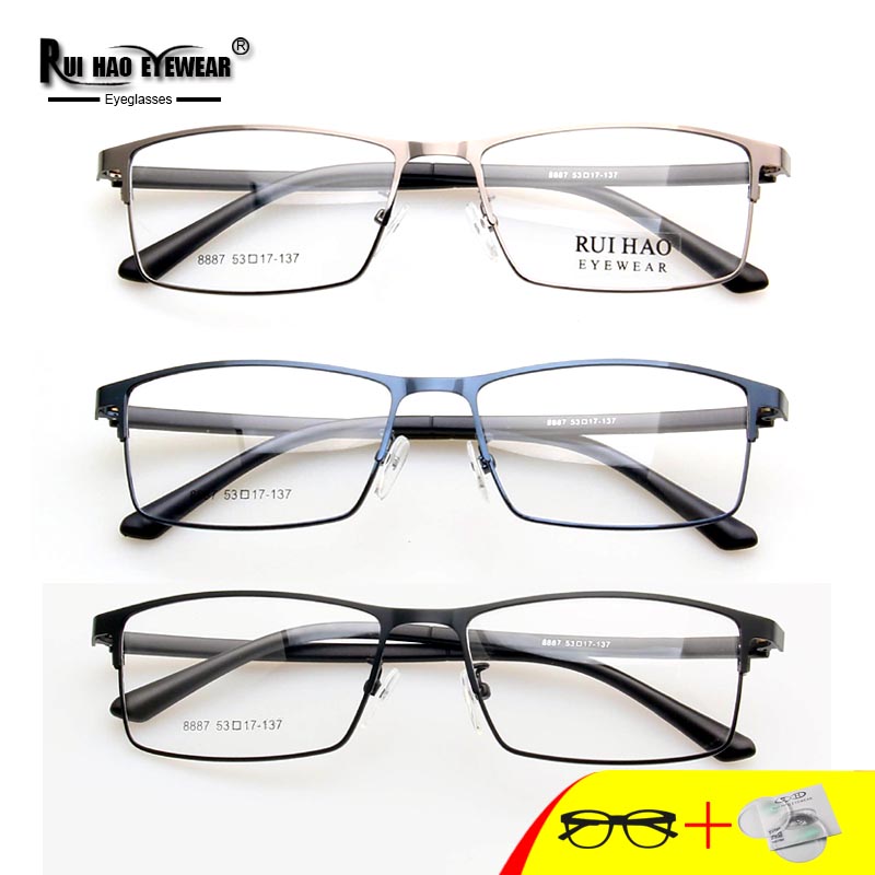 Monture de lunettes rectangulaire pour hommes, personnalisable avec verres en résine, pour myopie, lecture, lunettes progressives 8887