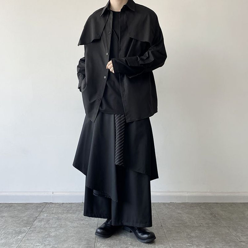 Femmes jupes pantalons japonais gothique pantalons irréguliers femmes taille haute noir pantalons longs jupes femme jupes plissées femmes vêtements