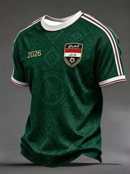 Nouveau Maillot de Football 3D Imprimé pour Homme 2026 – T-shirt de l'Irak à Séchage Rapide, Idéal pour le Quotidien et l'Entraînement, Style Streetwear