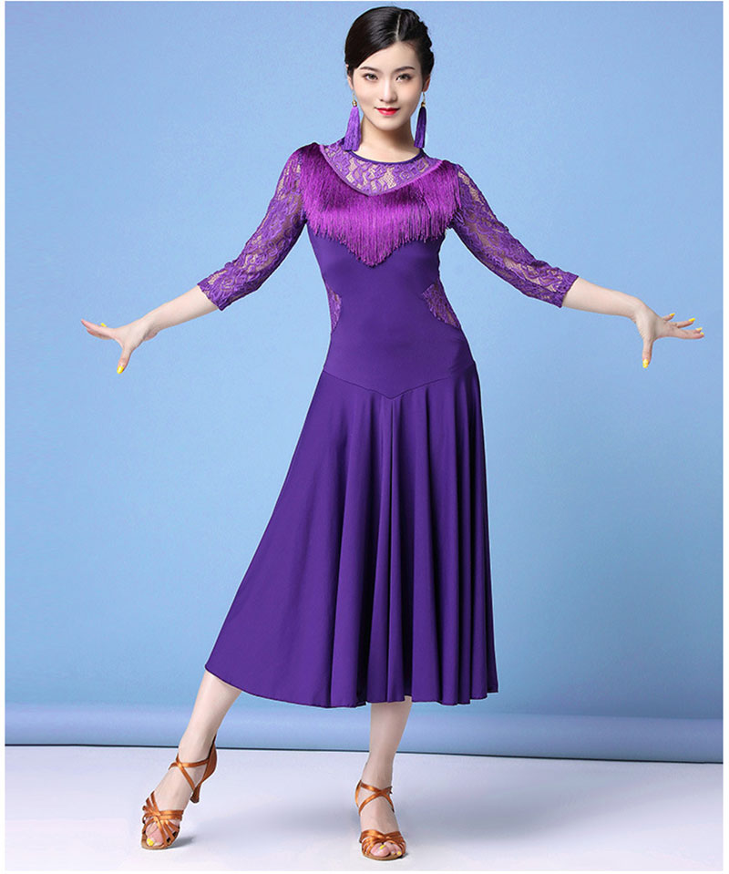 Robe de danse latine pour femmes, olympiques de danse de salon de valse, longue dentelle, vêtements de phtaline latine, costume de fête moderne, Cha Cha