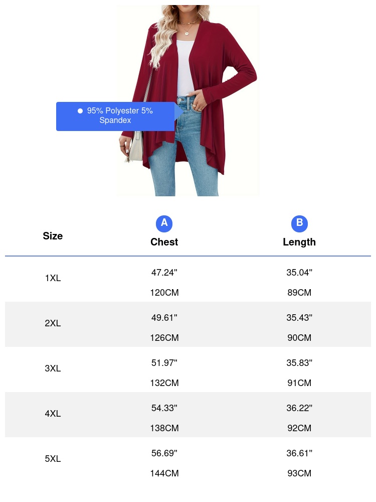 Cardigan décontracté grande taille pour femme, couleur unie, manches longues, élastique, vêtements